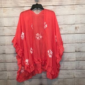 Floral embroidered kimono